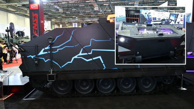 FNSS, 16'ncı Uluslararası Savunma Sanayii Fuarı'nda (IDEF 2023), KAPLAN HİBRİT aracının tanıtımını yaptı.