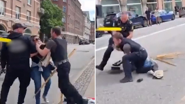 Danimarka polisi Kur'an-ı Kerim'e saldırıya yardım etti: Engellemek isteyen  kadını durdurdu