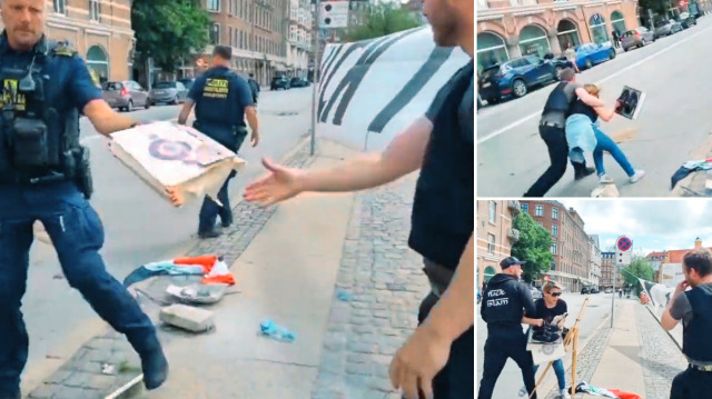 Danimarka polisi İslam’ın kutsal kitabına saldırıyı engellemek isteyen bir kadına müdahale ederek göstericiye eylemine devam etmesinde yardımcı oldu.
