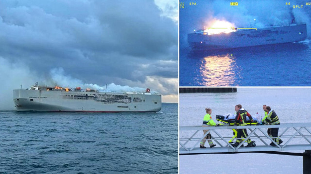 Panama bandıralı kargo gemisinde Hollanda sularındayken yangın çıktı