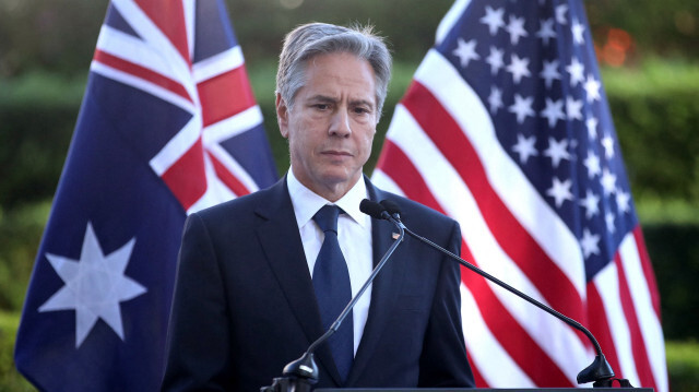 Le secrétaire d'État américain Antony Blinken s'exprimant lors d'une conférence de presse à la Queensland Government House à Brisbane le 29 juillet 2023. Crédit Photo: Pat Hoelscher / AFP

