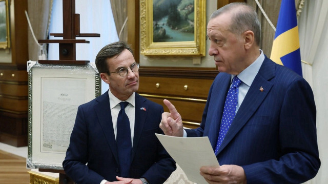  İsveç Başbakanı Ulf Kristersson, Cumhurbaşkanı Recep Tayyip Erdoğan.