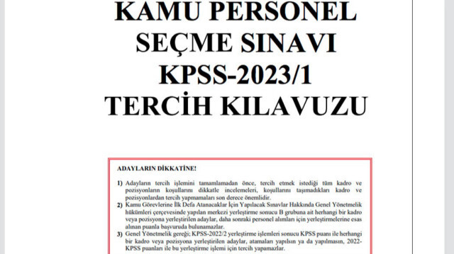 ÖSYM duyurdu: KPSS-2023/1 tercihleri başladı