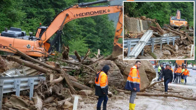 Zonguldak-İstanbul kara yolu heyelan nedeniyle ulaşıma kapatıldı.