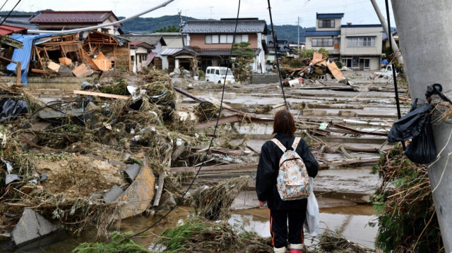 Des maisons endommagées par les inondations à Nagano le 15 octobre 2019, après que le typhon Hagibis avait frappé le Japon. Crédit photo: KAZUHIRO NOGI / AFP / ARCHIVE