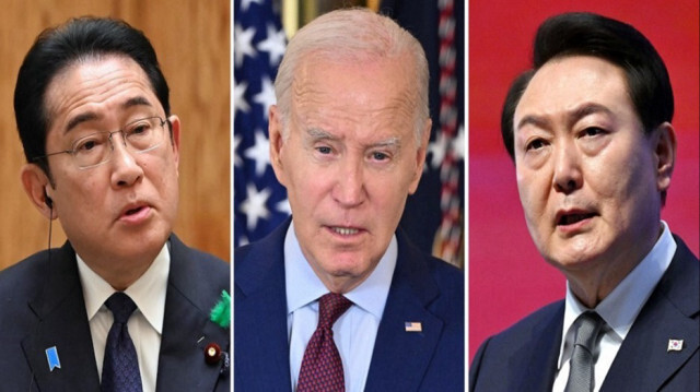 Le Premier ministre japonais Fumio Kishida, le président américain Joe Biden et le président sud-coréen Yoon Suk Yeol. Crédit photo: Mandel NGAN, Kazuhiro NOGI, Jung Yeon-je / AFP