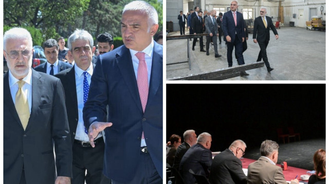 Bakan Ersoy’u ziyaretinde Devlet Tiyatroları Genel Müdürlüğü'ne atanan Tamer Karadağlı karşıladı.