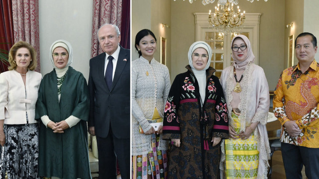 Emine Erdoğan, eylülde görev süresi dolacak büyükelçi ve eşleriyle hatıra fotoğrafı çektirdi.