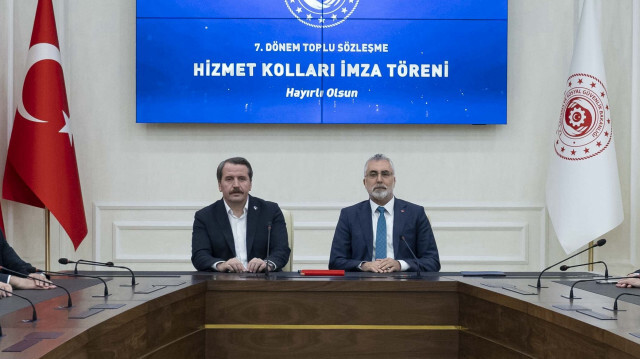 Çalışma ve Sosyal Güvenlik Bakanı Vedat Işıkhan ile Memur-Sen Genel Başkanı Ali Yalçın