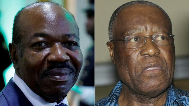 Le Président du Gabon Ali Bongo Ondimba (à geuche) et Albert Ondo Ossa (à droite) candidat désigné pour le groupe d'opposition Alternance 2023 au Gabon. Crédit Photo: LUDOVIC MARIN, Steeve JORDAN / AFP

