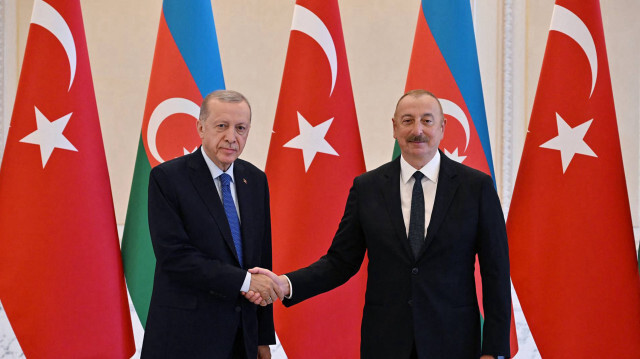 Le président turc Recep Tayyip Erdogan rencontrant le président azéri Ilham Aliyev à Bakou, le 13 juin 2023. Crédit Photo: Handout / Azerbaijani presidency / AFP

