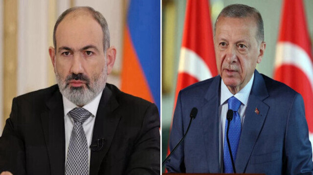 Le premier ministre d'Arménie, Nikol Pashinyan et le président de la République de Türkiye, Recep Tayyip Erdoğan. Crédit photo: Yeni Şafak
 

