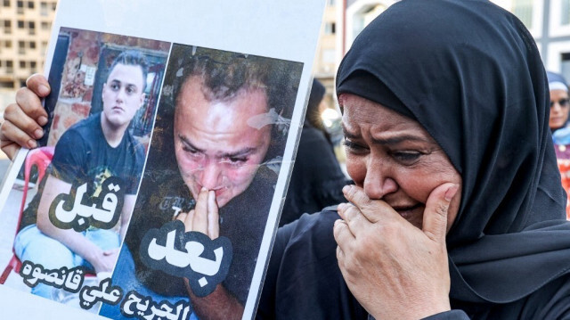 Une manifestation à l'entrée du port de Beyrouth, le 4 août 2023, à l'occasion du troisième anniversaire de l'explosion meurtrière. Crédit photo: ANWAR AMRO / AFP