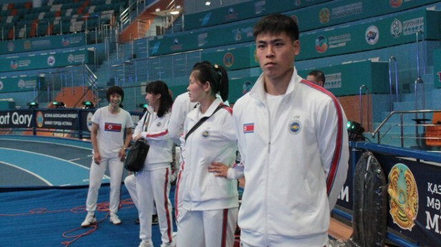 L'équipe de Corée du Nord de taekwondo. Crédit photo: HANDOUT / @ITF_HQ / AFP
