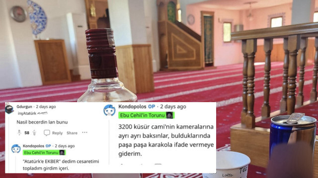 Camide içki içen şahıs fotoğrafı Reddit hesabından paylaştı.