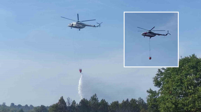 Tekirdağ’daki yangında hava desteği: Helikopter ile müdahale ediliyor