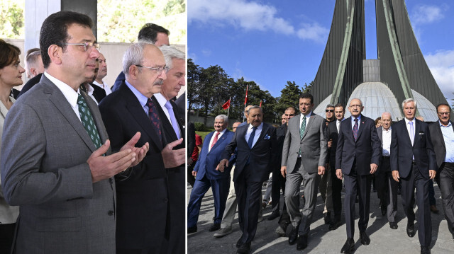 CHP Genel Başkanı Kılıçdaroğlu ve İBB Başkanı Ekrem İmamoğlu Menderes ve Özal'ın anıt mezarlarını ziyaret etti.
