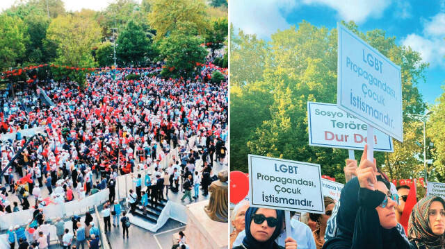 LGBT dayatmasına “Dur” diyen aileler Saraçhane'den Beyazıt’a yürüdü.