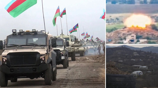 Azerbaycan Karabağ'da başlattığı operasyonda Ermenistan ordusunu vuruyor. 
