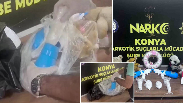 Konya'da uyuşturucu istihbaratı alan polis ekipleri harekete geçti. Şüphelilerin peşine düşen ekipler uyuşturucuyu oyuncakların içine gizlenmiş bir şekilde buldu.