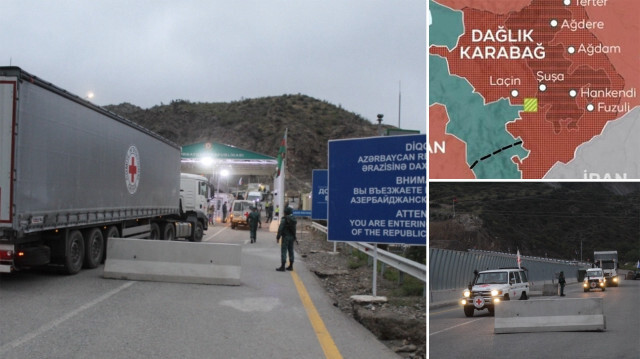 Azerbaycan arazilerindeki Ağdam-Hankendi ve Laçın-Hankendi yollarından Uluslararası Kızılhaç Komitesi (ICRC) tırlarının eş zamanlı geçişi sağlandı.