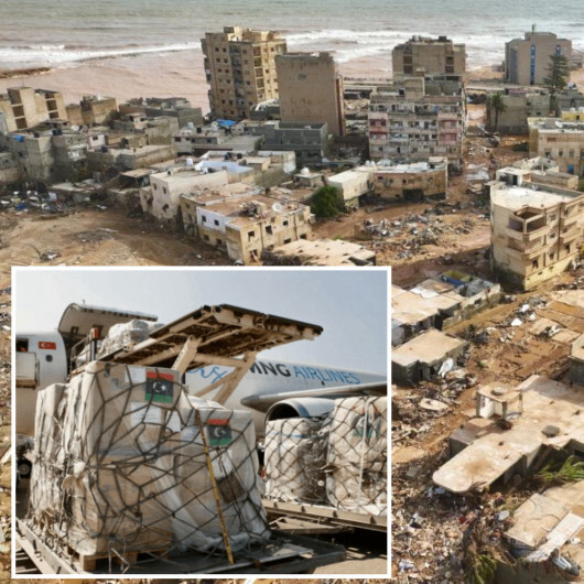 Libya'ya insani yardım amaçlı 24 ülkeden 59 uçak ulaştı