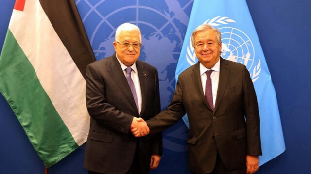 Le président palestinien Mahmoud Abbas et le Secrétaire général des Nations Unies, Antonio Guterres. Crédit photo: AA