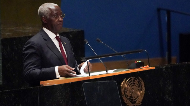 Raymond Ndong Sima, le nouveau premier minsitre du Gaboon à l'Assemblée générale des Nations Unies. Crédit Photo: Bryan R. Smith / AFP

