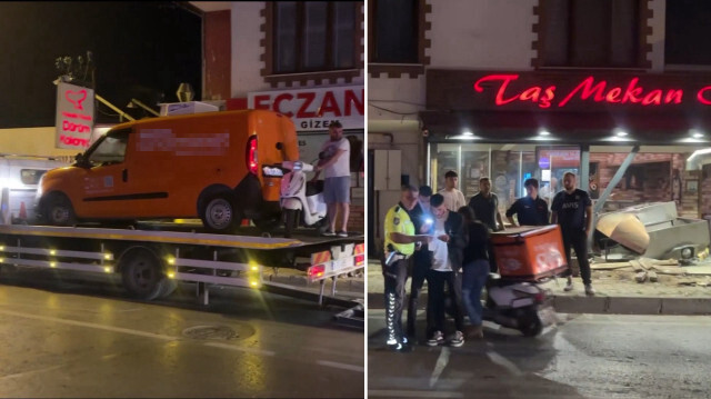 İstanbul'da sürücüsünün hakimiyeti kaybettiği araç bir işletmeye girdi.