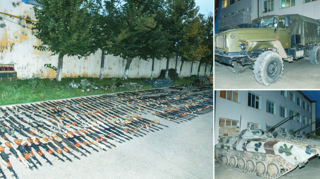 Azerbaycan ordusunun arama-tarama faaliyetlerinde ele geçirdiği silahlar medya ile paylaşıldı.

