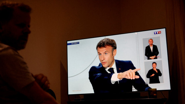 Emmanuel Macron, président de la République française à l'émission sur TF1. Crédit Photo: Geoffroy VAN DER HASSELT / AFP

