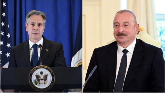  US Secretary of State Antony Blinken and Azerbaijani President Ilham Aliyev