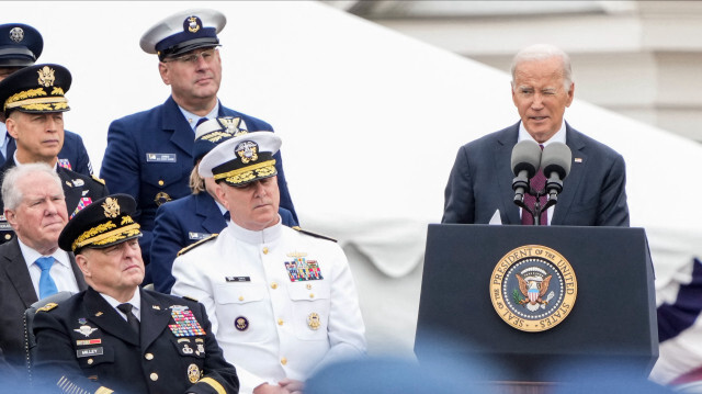 Le président Joe Biden s'exprimant lors d'un hommage aux forces armées en l'honneur de Milley sur le terrain Summerall de la base interarmées Myer-Henderson Hall, le 29 septembre 2023 à Arlington, en Virginie. Crédit Photo: Drew Angerer / GETTY IMAGES NORTH AMERICA / Getty Images via AFP

