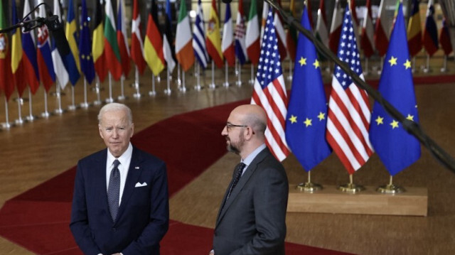 Le Président des Etats-Unis Joe Biden, et le Président du Conseil Européen, Charles Michel. Crédit Photo: ARIS OIKONOMOU / AFP
