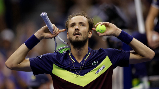 Le joueur de Tennis russe Daniil Medvedev, tombeur de Carlos Alcaraz en demi-finale de l'US Open, le 08 septembre 2023. Crédit Photo : Kena Betancur / AFP.