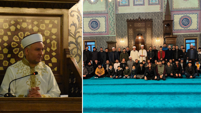 Cami imamı Mehmet Emin Akan ve etkinliğe katılan vatandaşlar şehitler için dua etti.