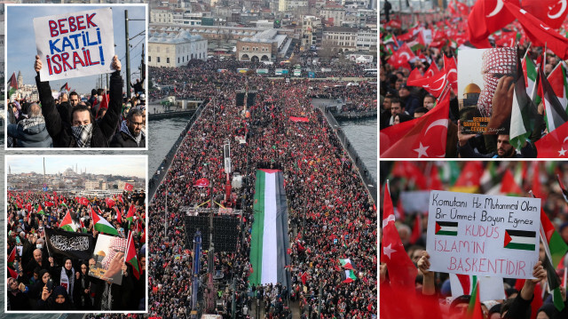 İstanbul'da 'Şehitlerimize Rahmet, Filistin'e Destek, İsrail'e Lanet' yürüyüşü