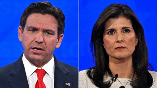 Le gouverneur de Floride, Ron DeSantis et l'ancienne gouverneure de Caroline du Sud et ambassadrice de l'ONU, Nikki Haley.