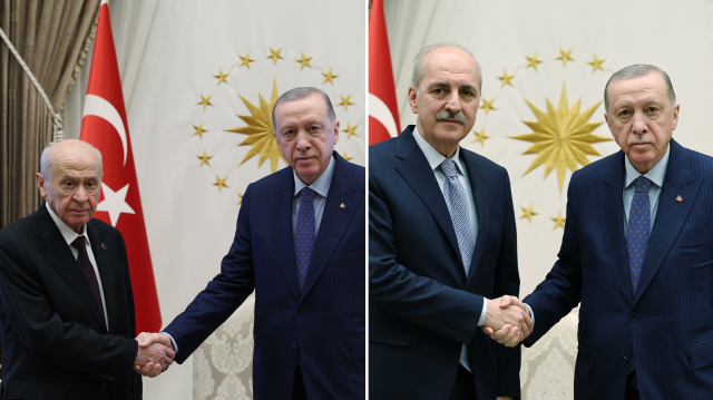 Cumhurbaşkanı Recep Tayyip Erdoğan, MHP lideri Devlet Bahçeli ve TBMM Başkanı Numan Kurtulmuş ile bir araya geldi.
