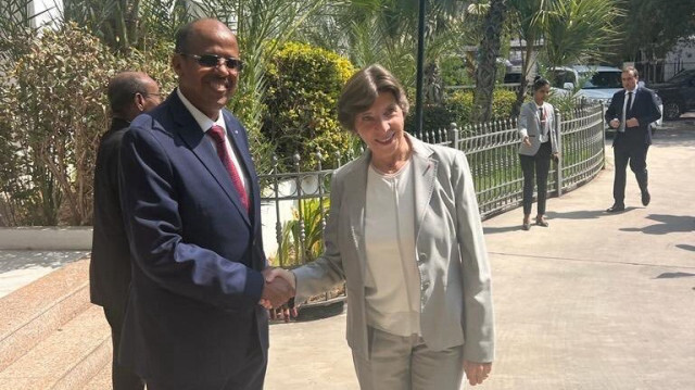 La ministre française des Affaires étrangères, Catherine Colonna, et son homologue de Djibouti, Mahamoud Ali Youssouf.