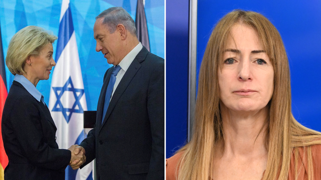 Clare Daly (sağda), Hamas'ı asılsız iddialarla hedef gösterip İsrail'in yalanlarına ortak olan Leyen'e (solda) sert çıktı.