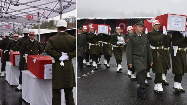 Şehitlerimizin cenazeleri, ambulanslarla Şırnak Şerafettin Elçi Havalimanı'na götürüldü.