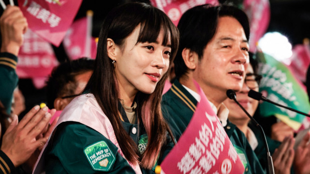 Le président élu de Taïwan, Lai Ching-te, lors d'un rassemblement devant le siège du Parti démocrate progressiste (DPP) à Taipei, le 13 janvier 2024.