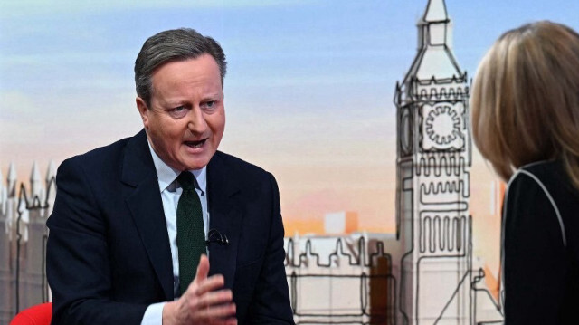 Le ministre britannique des Affaires étrangères David Cameron apparaissant à l'émission politique "Sunday with Laura Kuenssberg" de la BBC à Londres, le 14 janvier 2024.