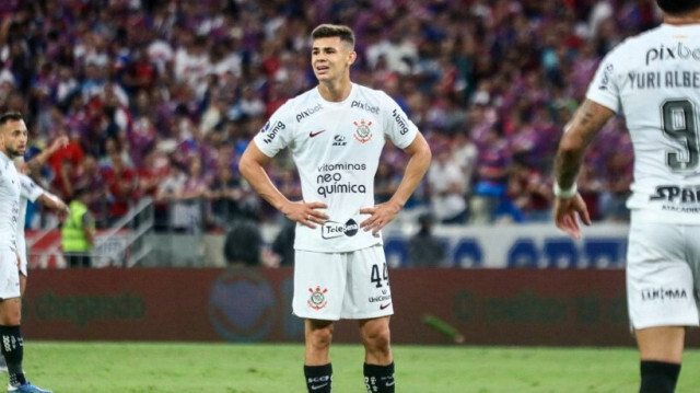 Gabriel Moscardo, lors de la demi-finale de la Copa Sudamericana entre Fortaleza et Corinthians, au stade Arena Castelao à Fortaleza, au Brésil, le 3 octobre 2023.