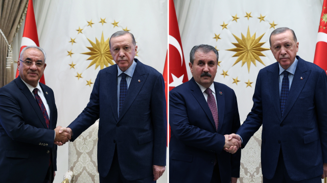 Cumhurbaşkanı Erdoğan, İlker Aksakal ve Mustafa Destici'yi kabul etti.