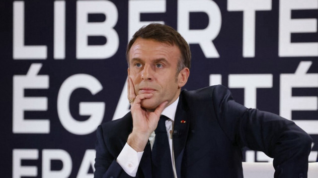 Le président français, Emmanuel Macron lors de la conférence de presse au palais de l'Élysée à Paris, en France, le 16 janvier 2024.