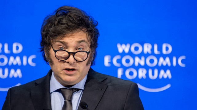 Le président de l'Argentine, Javier Milei lors de son intervention à la réunion du Forum économique mondial (WEF) à Davos, en Suisse, le 17 janvier 2024.