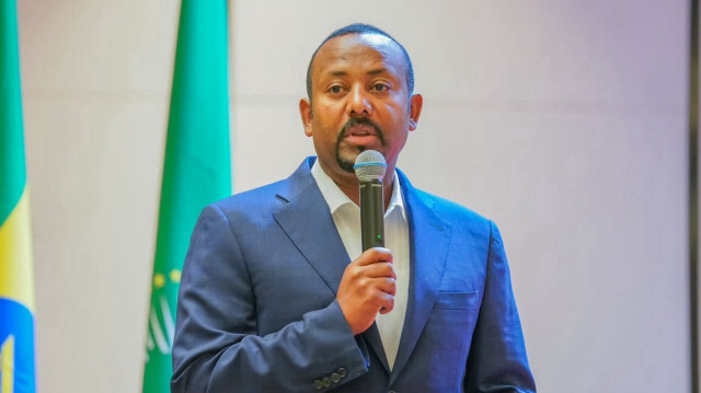 Photo du Premier ministre éthiopien Abiy Ahmed, prise le 12 mai 2023 lors d'un dîner de travail à Addis-Abeba, en Éthiopie.