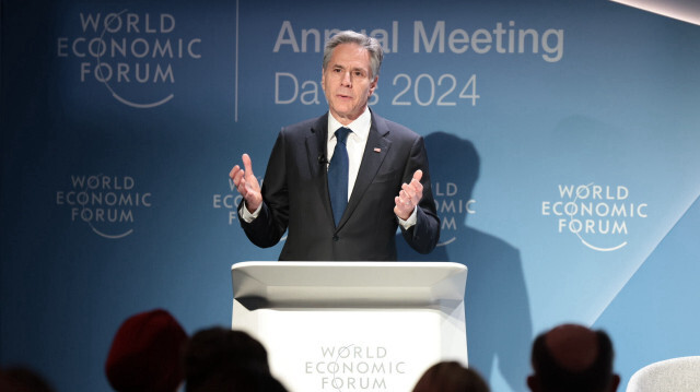 The US Secretary of State, Antony Blinken, addressing the World Economic Forum on January 17, 2024 in Davos-Klosters, Switzerland.